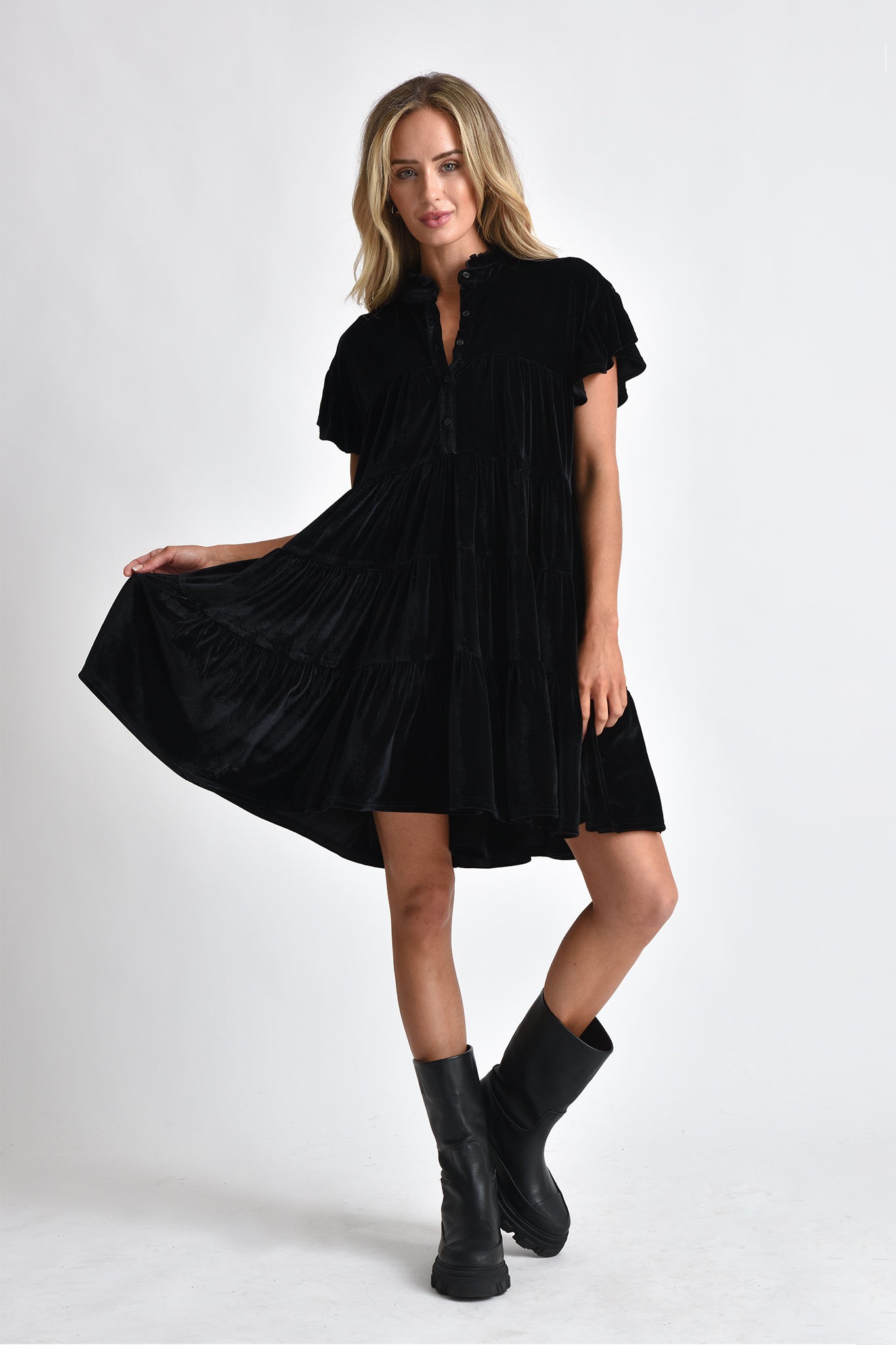 Velvet smock outlet dress