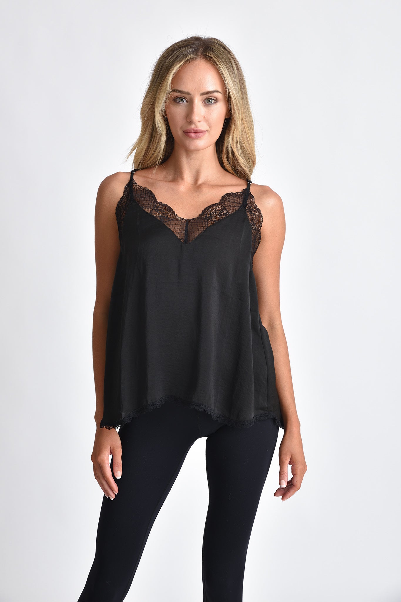 Gloss by Shine On Delaney Lace Front Cami Black