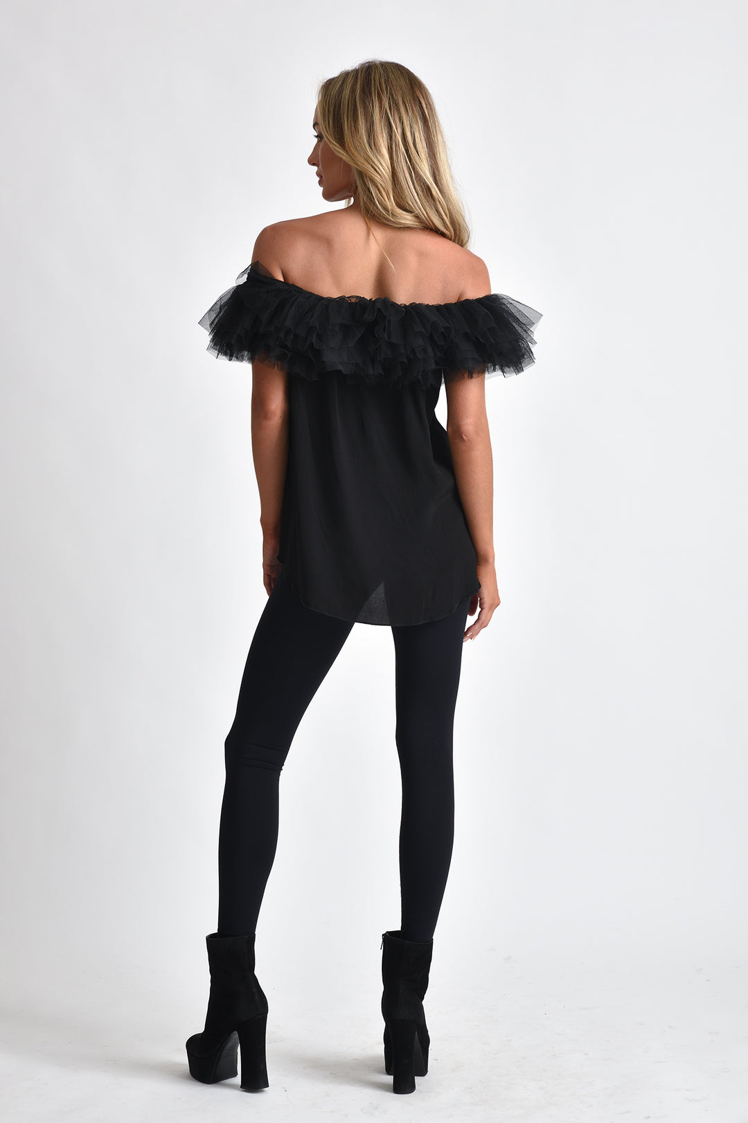 black tulle top